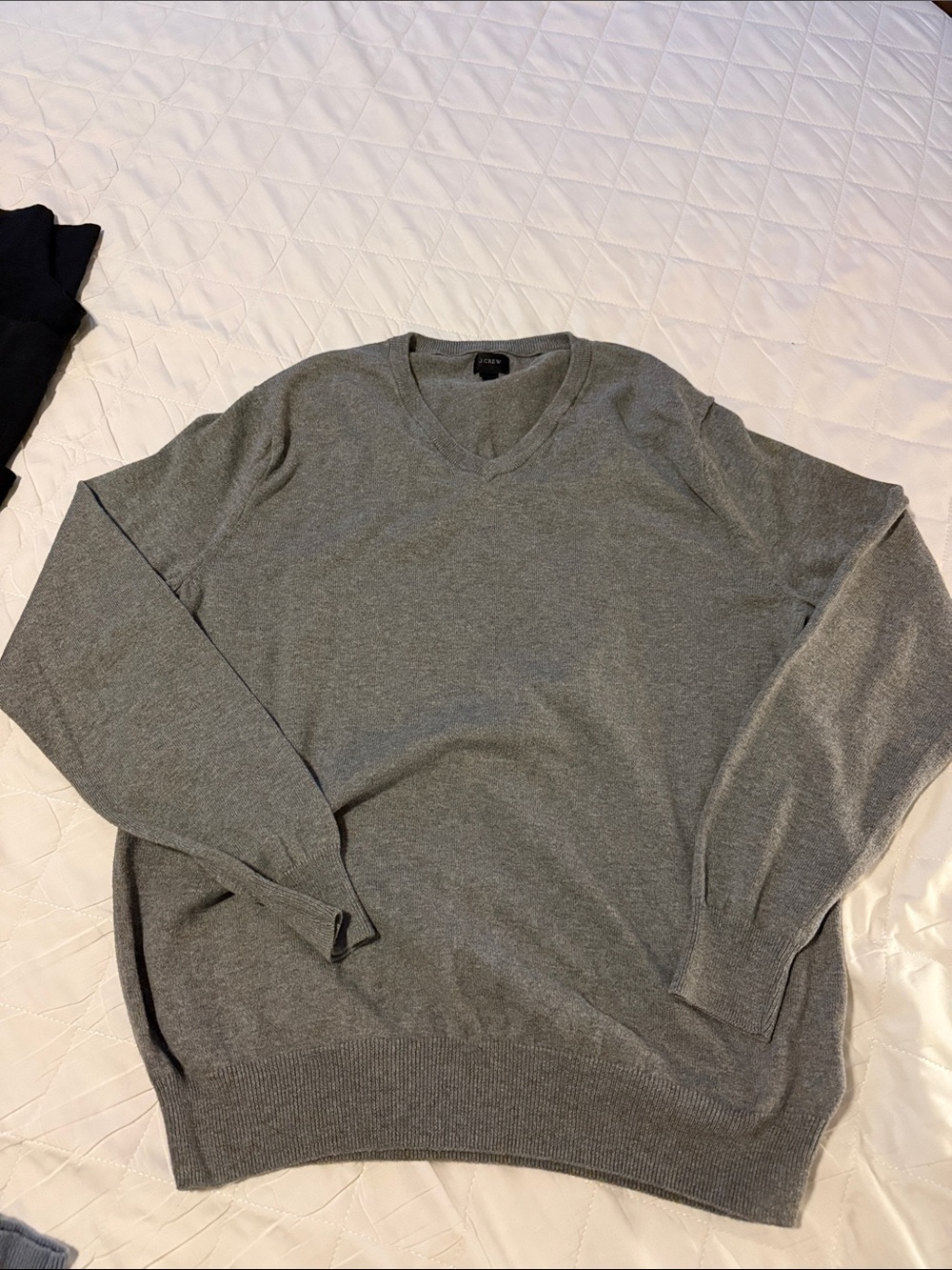 Jcrew Grey V-Neck Sweater